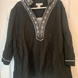 Mandarin Blue 3X Black Tunic with White Detailing